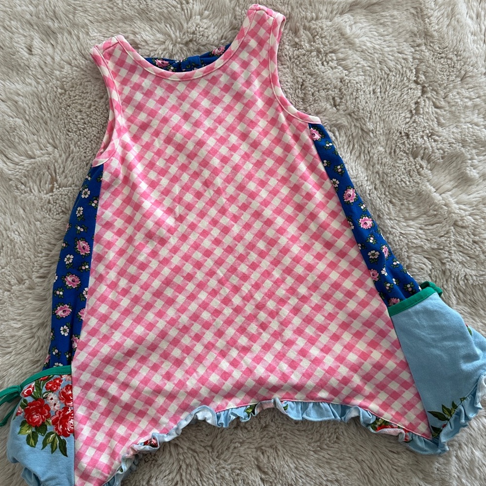 Matilda Jane Brilliant Daydream Pink Checkered Tunic Top Sz 4